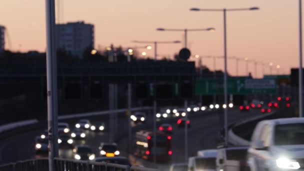 Estocolmo Suecia Tráfico Por Mañana Temprano Autopista Essingeleden Través Ciudad — Vídeos de Stock