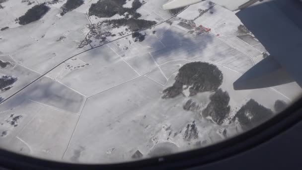 Stockholm Suède Avion Passagers Décolle Aéroport Arlanda Sur Paysage Enneigé — Video