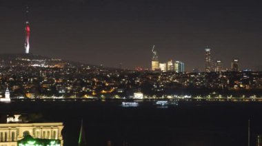 İstanbul Türkiye Şehir manzarası ve gece feribot manzarası