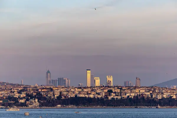 Istanbul Turkey March 2024 Sunset Bosporus City Skyline — Stock Photo, Image