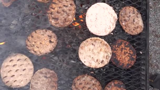 Гамбургерс Хот Доги Гарячому Грилі — стокове відео