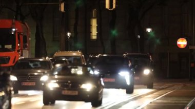 Viyana, Avusturya Gece trafiği Steubenring yolunda. 