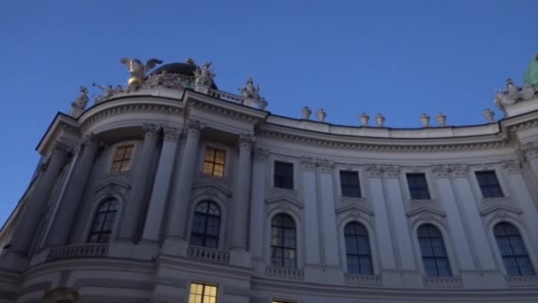 Viena Austria Fachada Exterior Escuela Española Equitación Michaelerplatz Museo Sisi — Vídeos de Stock