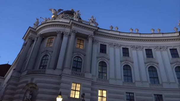 Відень Австрія Відкритий Фасад Іспанської Школи Верхової Їзди Мішельплац Музей — стокове відео