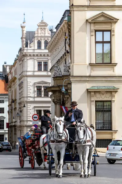 Viena Áustria Abril 2024 Uma Carruagem Puxada Cavalo Josef Meinrad Imagens De Bancos De Imagens