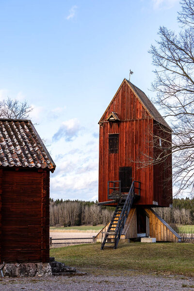 Sigtuna, Sweden Old and traditional red farm buildings at the Skanella Sockens Hembygsgard