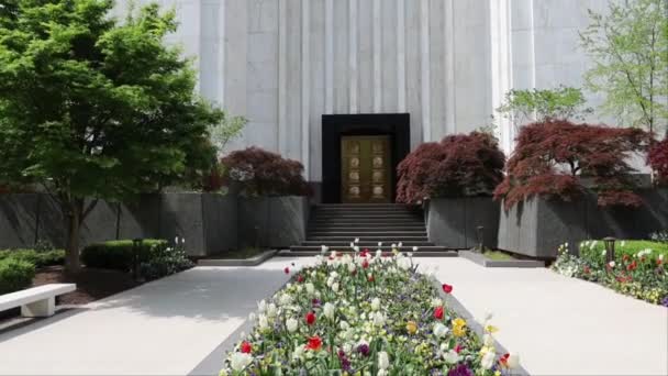 Кенсингтон Мэриленд Сша Фасад Территория Мормонской Церкви Вашингтон Округ Колумбия — стоковое видео