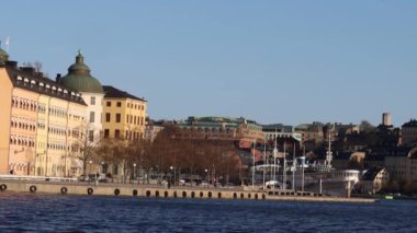 Stockholm, İsveç. Sodermalm Adası ve Riddarfjarden Körfezi şehir merkezinde..