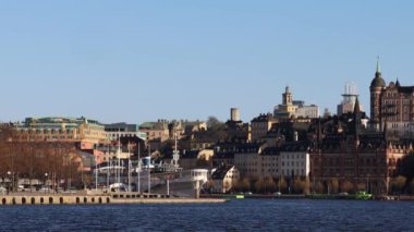 Stockholm, İsveç. Sodermalm Adası ve Riddarfjarden Körfezi şehir merkezinde..