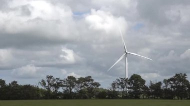 Hirtshals, Danimarka Bir tarım buğday tarlası ve rüzgarda dönen bir rüzgar türbini. 