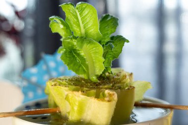 Suya konmuş bir marul tabanı marulu yeniden büyütür..