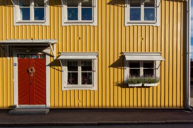 Mariefred, Sweden The facade of a residential house in the Old Town. clipart