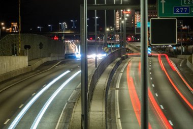 Stockholm, Sweden Dec 29, 2024 Traffic at night on the E4 highway. clipart