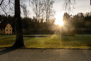 Tumba, Sweden Dec 31, 2024 The park grounds of the Tumba Bruk money printing plant on ther outskirts of Stockholm. clipart