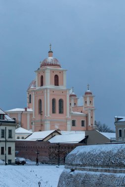 Vilnius, Litvanya 5 Ocak 2025 Eski Kentteki Litvanya Ortodoks Kilisesi manzarası.