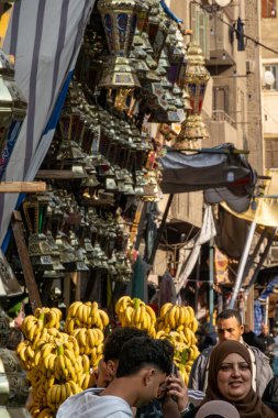 Cairo, Egypt, Jan 25, 2025 Pedestrians and crowds in the  big Khan el-Khalili Cairo bazaar. clipart