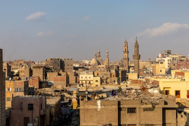 Kahire, Mısır, Eski Kahire 'nin çatılarının manzarası.