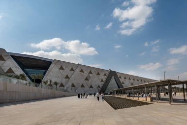 Cairo, Egypt Jan 28, 2025 The modern exterior of the  Grand Egyptian Museum in the Giza district. clipart