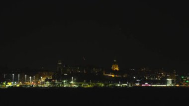 Stockholm, İsveç Sodermalm seti ve Baltık Denizi 'nin gece manzarası.