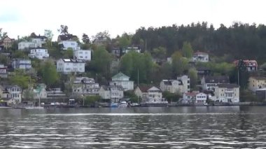 Stockholm, İsveç Malaren Gölü 'ndeki Malarhojden bölgesinin deniz manzarası. 