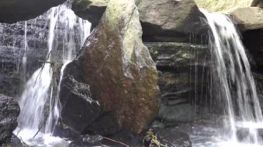 New York, New York, ABD Central Park 'taki geçitte küçük bir şelale. 