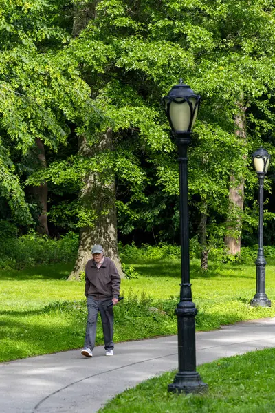 New York, New York, ABD 24 Mayıs 2025 Central Park 'ta West Drive' da bir erkek yaya..