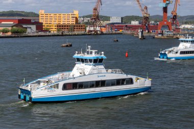 Göteborg, İsveç 30 Mayıs 2025 Yolcu feribotları Gota Alv şehir merkezinde.