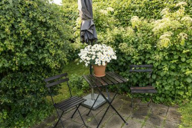 Nykobing Mors, Danimarka Bahçedeki iki bahçe sandalyesi,