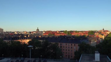 Stockholm, İsveç Vasastan ve Gustaf Vasa Kyrka ya da Gustaf Vasa Kilisesi 'nin panoramik görüntüsü.