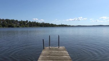Stockholm, İsveç Açık bir yaz gününde bir adam Malaren Gölü 'nün berrak sularında yüzer.. 