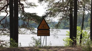 Alvkarleby, İsveç: Bir adam Dala Nehri 'nin yanından geçiyor ve İsveççe' de 