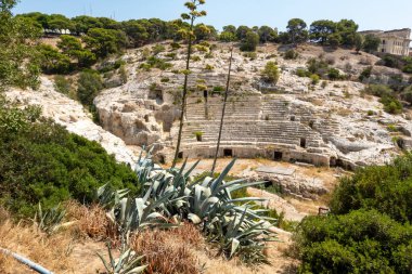 Cagilari, Sardunya, İtalya Yazın Roma Amfitiyatrosu.