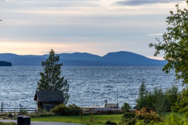 Tallberg, İsveç Dalarna bölgesinde Siljan Gölü manzarası.