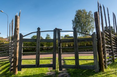 Tallberg, İsveç Dalarna bölgesinden tipik bir ahşap çit..