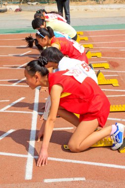 LUANNAN COUNTY - 10 NİSAN: Plastik pist, ilkokul ve ortaokul atletizm sporları toplantısında, 10 Nisan 2014 tarihinde, Luannan County, Hebei Eyaleti, Çin.