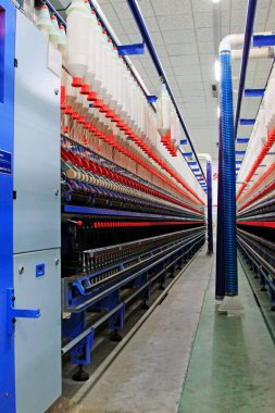 Tekstil ürünleri üretim hattında, fotoğraflara yakın çekim