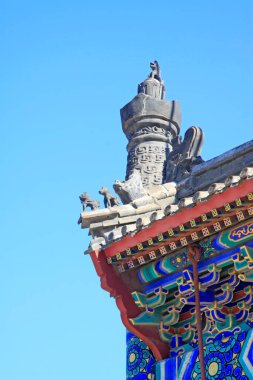 Çin antik saçağları manzara dekorasyonu