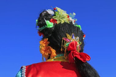 Geleneksel Çin tarzı Yanko halk dansları başlığı, Luannan County, Hebei Eyaleti, Çin