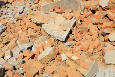 Crushed concrete blocks, closeup of photo