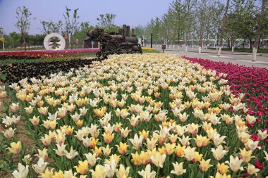 Parktaki tren heykelleri, Tangshan, Çin