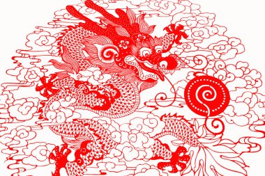 traditional Chinese paper-cut works, closeup of photo