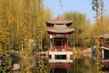 Geleneksel Çin mimarisinin manzarası