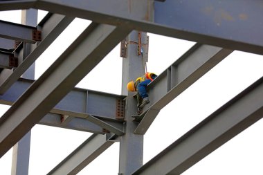 Luannan County - 2 Mayıs 2018: işçiler çelik yapılar kuruyor, Luannan County, Hebei Eyaleti, Çin