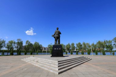 Luannan County - 28 Mayıs 2019: Antik Çin heykelleri parklarda, Luannan County, Hebei Eyaleti, Chin