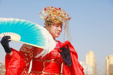 Luannan County - 25 Şubat 2018: Yangge Dans Performansı, Luannan County, Hebei Eyaleti, Çin