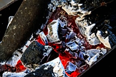Yazıcı kömürleri, bilgisayar tarafından oluşturulan resimler, fotoğrafa yakın çekim 