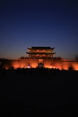 5 Mart 2015 'te Luan State Ancient City Gate binası manzarası, Luan County, Hebei Eyaleti, Chin