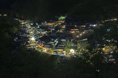 Cuandixia Village gece manzarası, Pekin, Chin