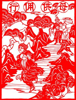 traditional Chinese paper-cut works, closeup of photo