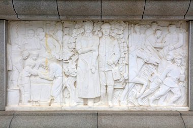 Anıt kaidesel rahatlama, fotoğrafa yakın çekim.